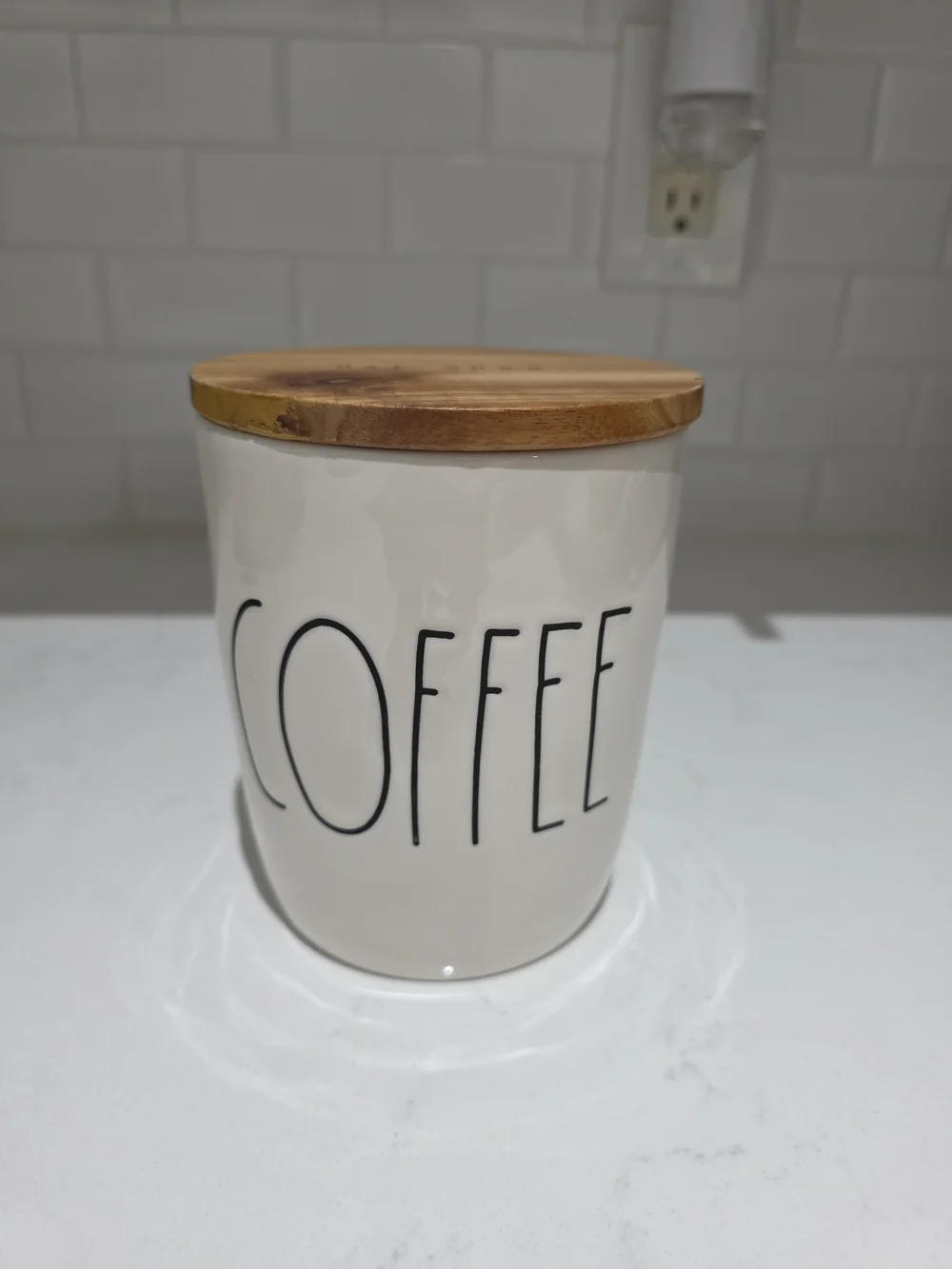 Rae Dunn Cream Coffee Canister with Wooden Lid